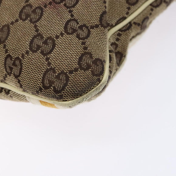 GUCCI GG Canvas Sherry Line Shoulder Bag Beige Gold 144388 Auth 136079