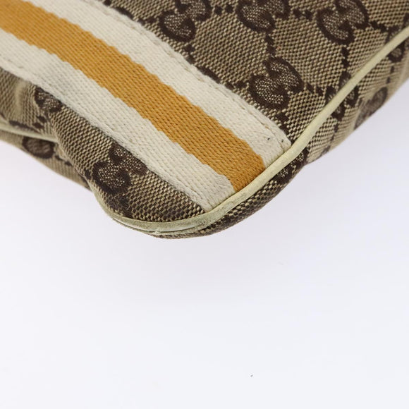 GUCCI GG Canvas Sherry Line Shoulder Bag Beige Gold 144388 Auth 136079