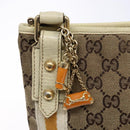 GUCCI GG Canvas Sherry Line Shoulder Bag Beige Gold 144388 Auth 136079-14