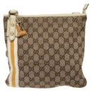 GUCCI GG Canvas Sherry Line Shoulder Bag Beige Gold 144388 Auth 136079-2