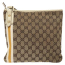 GUCCI GG Canvas Sherry Line Shoulder Bag Beige Gold 144388 Auth 136079-3