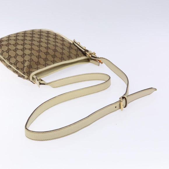 GUCCI GG Canvas Sherry Line Shoulder Bag Beige Gold 144388 Auth 136079