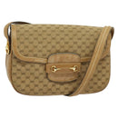 GUCCI Micro GG Canvas Shoulder Bag Beige Gold Auth 136082-1