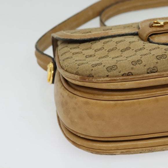 GUCCI Micro GG Canvas Shoulder Bag Beige Gold Auth 136082