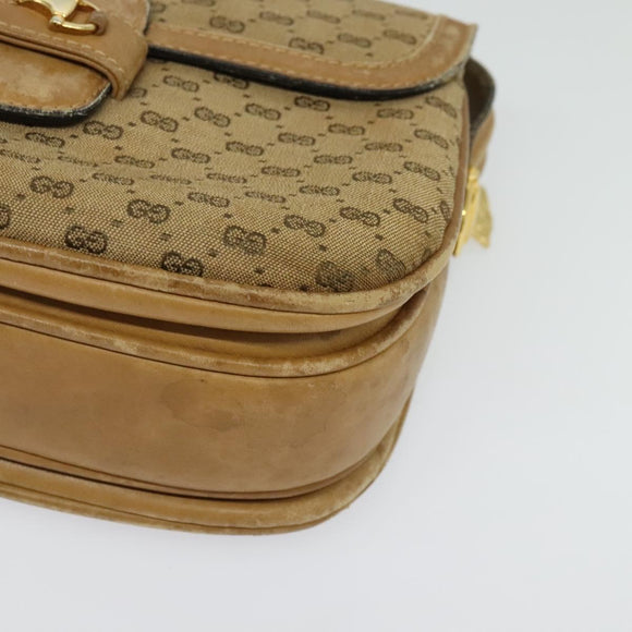 GUCCI Micro GG Canvas Shoulder Bag Beige Gold Auth 136082