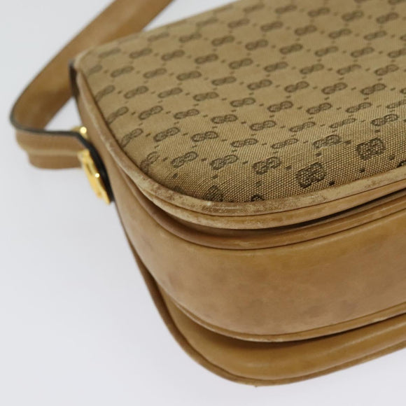 GUCCI Micro GG Canvas Shoulder Bag Beige Gold Auth 136082