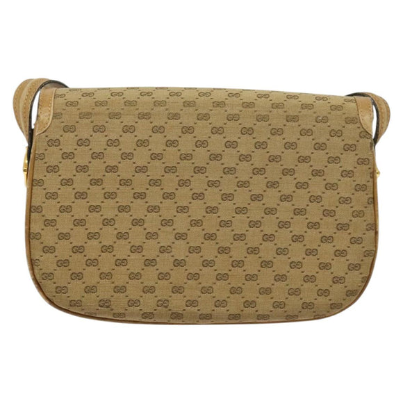 GUCCI Micro GG Canvas Shoulder Bag Beige Gold Auth 136082