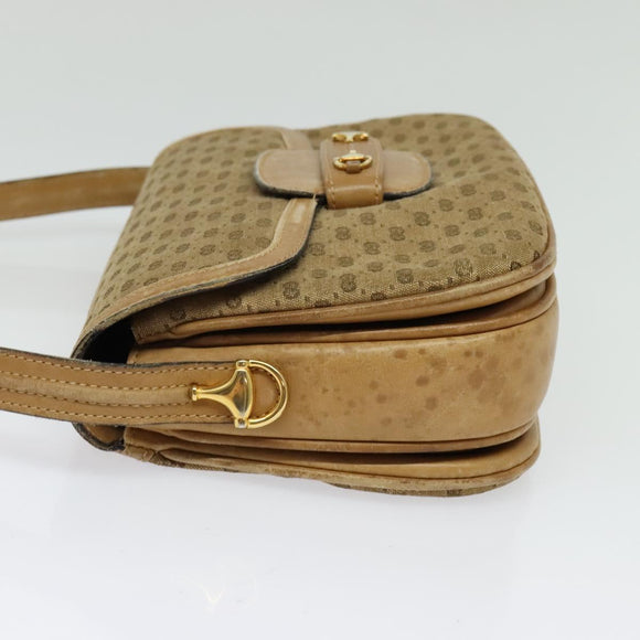 GUCCI Micro GG Canvas Shoulder Bag Beige Gold Auth 136082