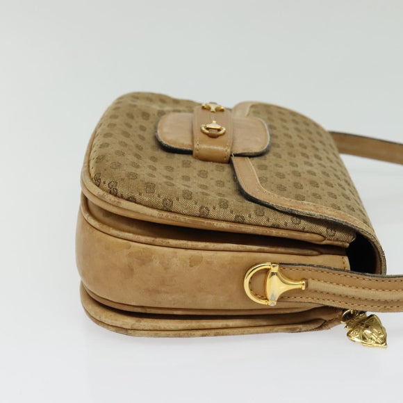 GUCCI Micro GG Canvas Shoulder Bag Beige Gold Auth 136082