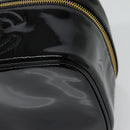 CHANEL Vanity Pouch Patent leather Black Gold CC Auth 136084-9