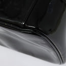 CHANEL Vanity Pouch Patent leather Black Gold CC Auth 136084-15