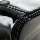 CHANEL Vanity Pouch Patent leather Black Gold CC Auth 136084-18