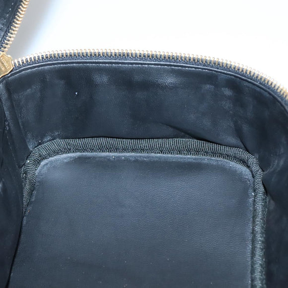 CHANEL Vanity Pouch Patent leather Black Gold CC Auth 136084