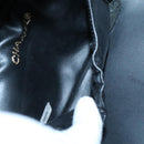 CHANEL Vanity Pouch Patent leather Black Gold CC Auth 136084-20