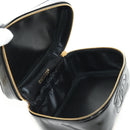 CHANEL Vanity Pouch Patent leather Black Gold CC Auth 136084-20
