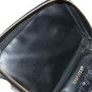 CHANEL Vanity Pouch Patent leather Black Gold CC Auth 136084-21