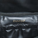 CHANEL Vanity Pouch Patent leather Black Gold CC Auth 136084-22