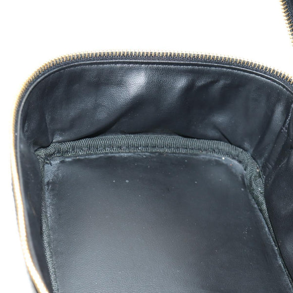 CHANEL Vanity Pouch Patent leather Black Gold CC Auth 136084