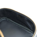 CHANEL Vanity Pouch Patent leather Black Gold CC Auth 136084-26