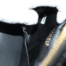 CHANEL Vanity Pouch Patent leather Black Gold CC Auth 136084-27