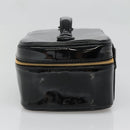 CHANEL Vanity Pouch Patent leather Black Gold CC Auth 136084-4