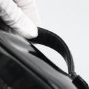 CHANEL Vanity Pouch Patent leather Black Gold CC Auth 136084-14