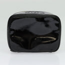 CHANEL Vanity Pouch Patent leather Black Gold CC Auth 136084-7