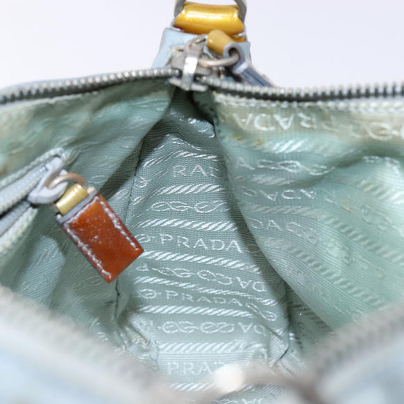 PRADA Hand Bag Nylon Light Blue Auth 136085