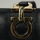 Salvatore Ferragamo Gancini Shoulder Bag Leather Navy Gold Auth 136108-9