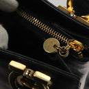 Salvatore Ferragamo Gancini Shoulder Bag Leather Navy Gold Auth 136108-10