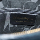 Salvatore Ferragamo Gancini Shoulder Bag Leather Navy Gold Auth 136108-12