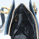Salvatore Ferragamo Gancini Shoulder Bag Leather Navy Gold Auth 136108-19