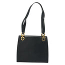 Salvatore Ferragamo Gancini Shoulder Bag Leather Navy Gold Auth 136108-13