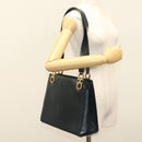 Salvatore Ferragamo Gancini Shoulder Bag Leather Navy Gold Auth 136108-21