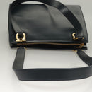 Salvatore Ferragamo Gancini Shoulder Bag Leather Navy Gold Auth 136108-6