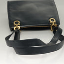 Salvatore Ferragamo Gancini Shoulder Bag Leather Navy Gold Auth 136108-7