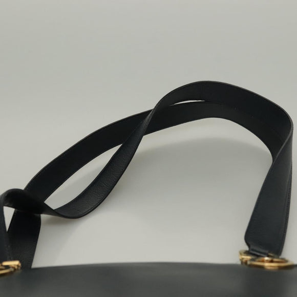 Salvatore Ferragamo Gancini Shoulder Bag Leather Navy Gold Auth 136108