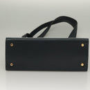 Salvatore Ferragamo Gancini Shoulder Bag Leather Navy Gold Auth 136108-5