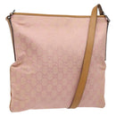 GUCCI GG Canvas Shoulder Bag Pink Silver 113013 Auth 136109-1