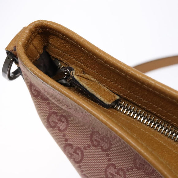 GUCCI GG Canvas Shoulder Bag Pink Silver 113013 Auth 136109