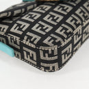 FENDI Zucchino Canvas Mamma Baguette Shoulder Bag Black Gold Auth 136114V-15