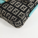 FENDI Zucchino Canvas Mamma Baguette Shoulder Bag Black Gold Auth 136114V-16