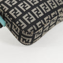 FENDI Zucchino Canvas Mamma Baguette Shoulder Bag Black Gold Auth 136114V-17