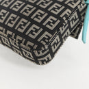 FENDI Zucchino Canvas Mamma Baguette Shoulder Bag Black Gold Auth 136114V-18