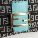 FENDI Zucchino Canvas Mamma Baguette Shoulder Bag Black Gold Auth 136114V-19