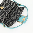 FENDI Zucchino Canvas Mamma Baguette Shoulder Bag Black Gold Auth 136114V-20