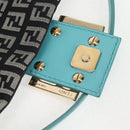 FENDI Zucchino Canvas Mamma Baguette Shoulder Bag Black Gold Auth 136114V-21