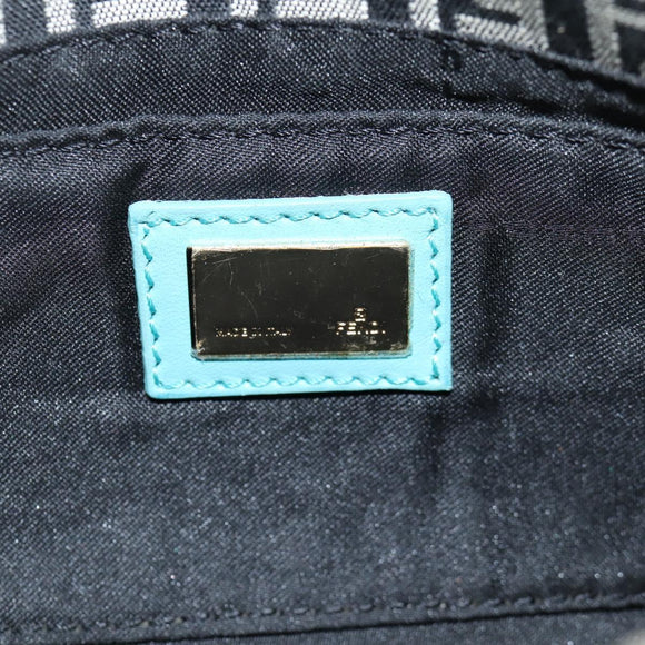 FENDI Zucchino Canvas Mamma Baguette Shoulder Bag Black Gold Auth 136114V