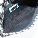 FENDI Zucchino Canvas Mamma Baguette Shoulder Bag Black Gold Auth 136114V-10