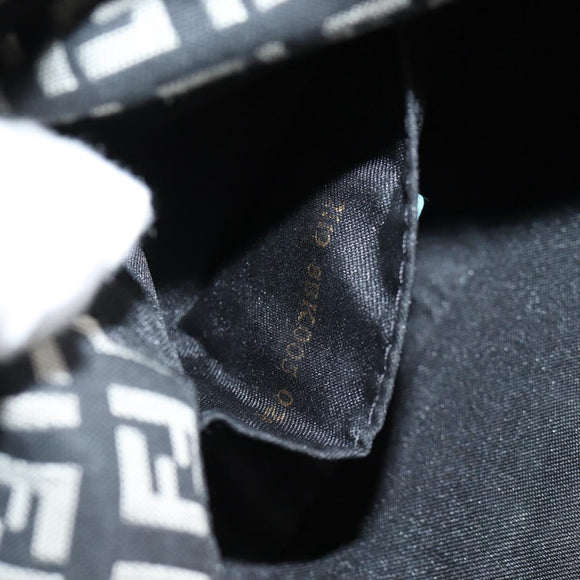 FENDI Zucchino Canvas Mamma Baguette Shoulder Bag Black Gold Auth 136114V